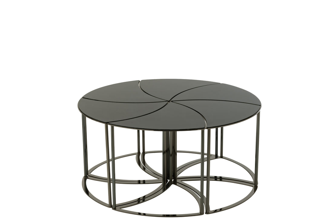 J-Line Set Van Zes Tafels Tornado Zwart Metaal/Mdf/Glas