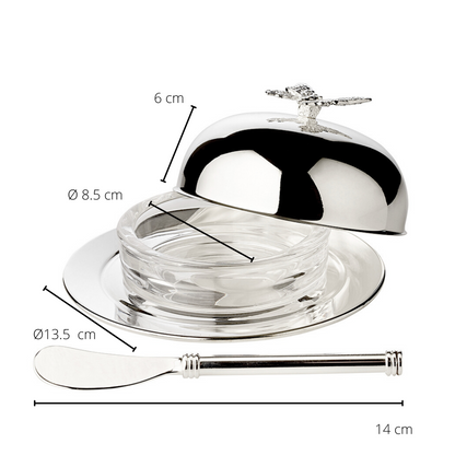EDZARD EDZARD Boterbel Butterfly, met glazen kom en deksel, elegant verzilverd, ø 14 cm, met Butterme