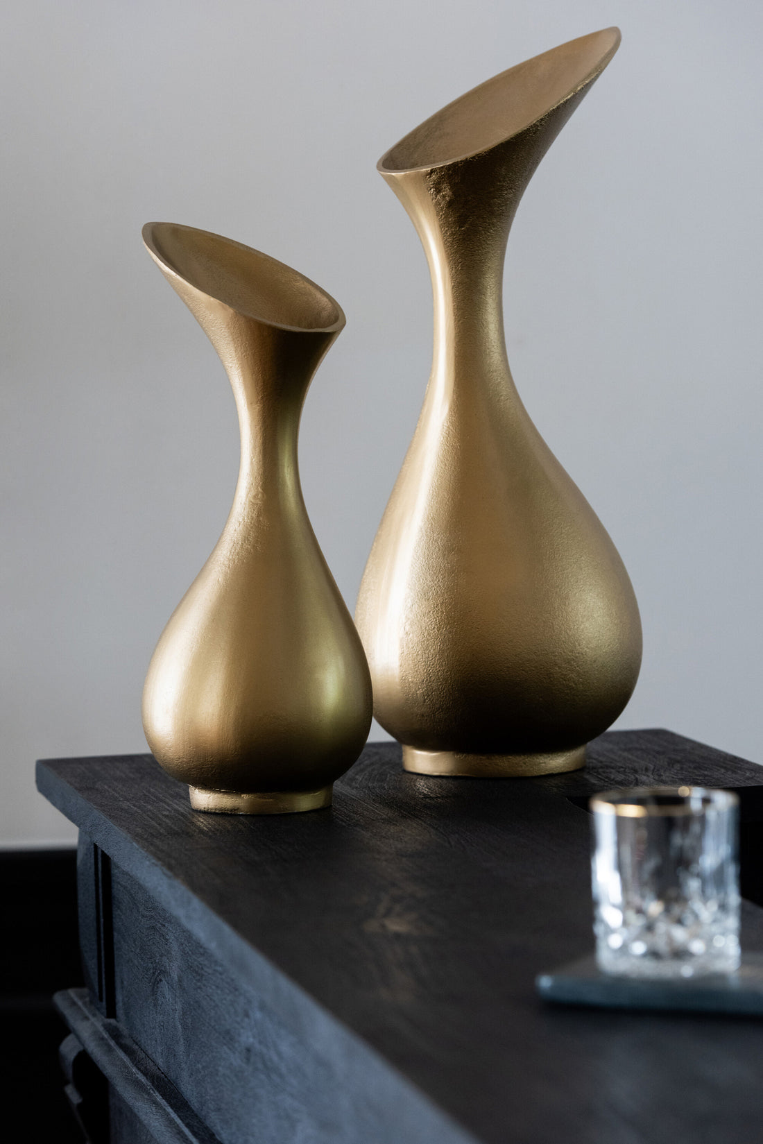 J-Line Vaas Olivia Aluminium Goud Small - 45.00 cm hoog