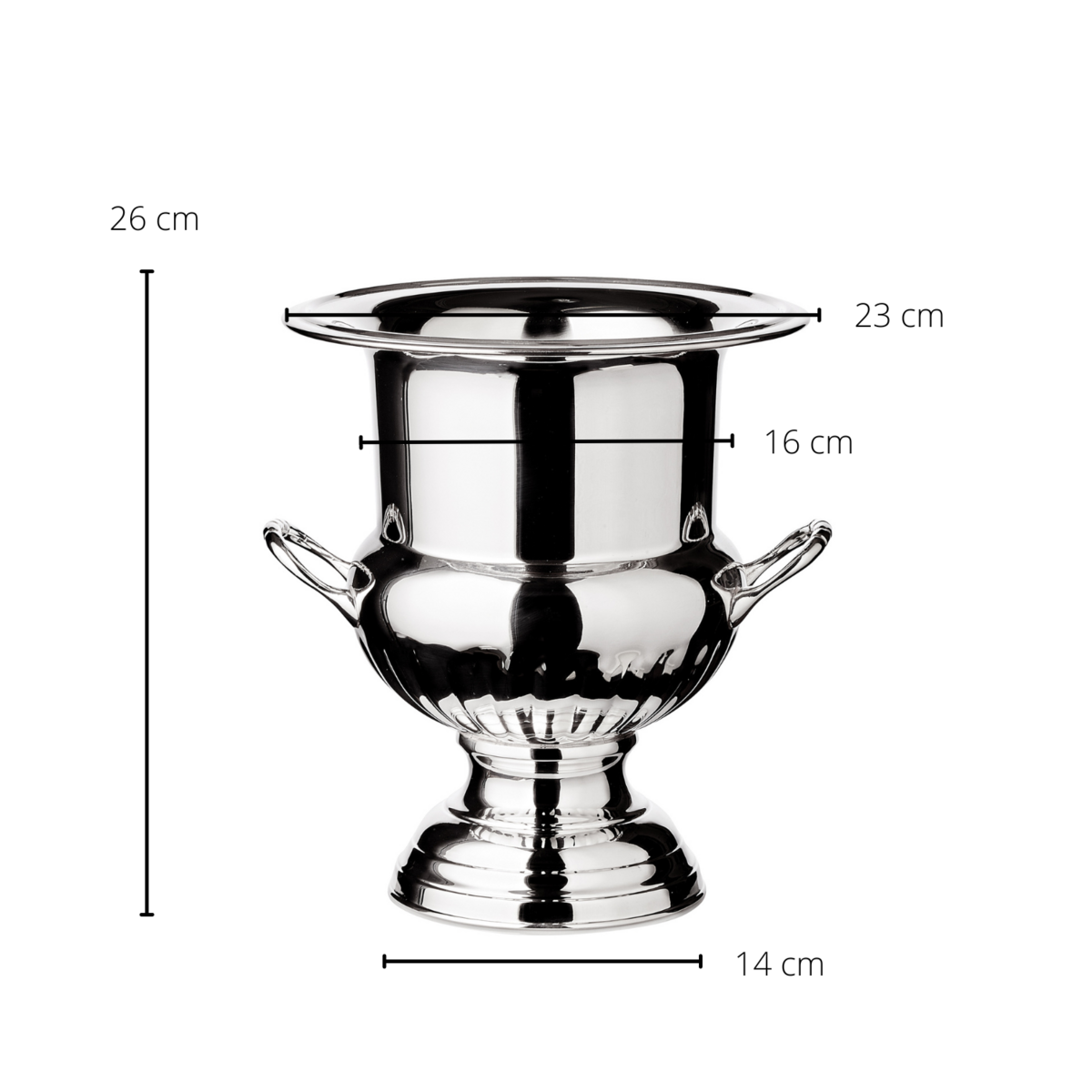 Flessenkoeler Queen Anne, met handvatten, zwaar verzilverd, hoogte 26 cm, diameter 23 cm