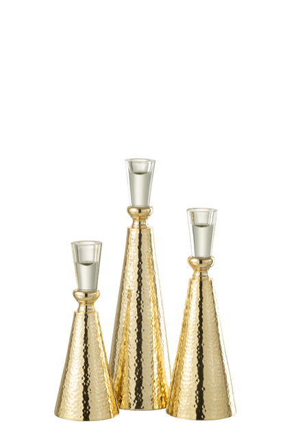 J-Line Kandelaar Tape Aluminium/Glas Goud/Transparant Large