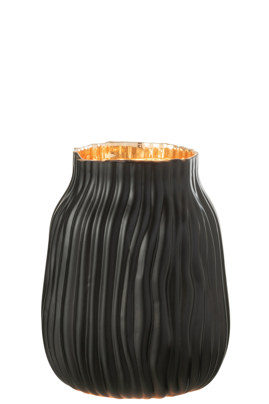 Vaas Inkepingen Glas Zwart/Goud Klein