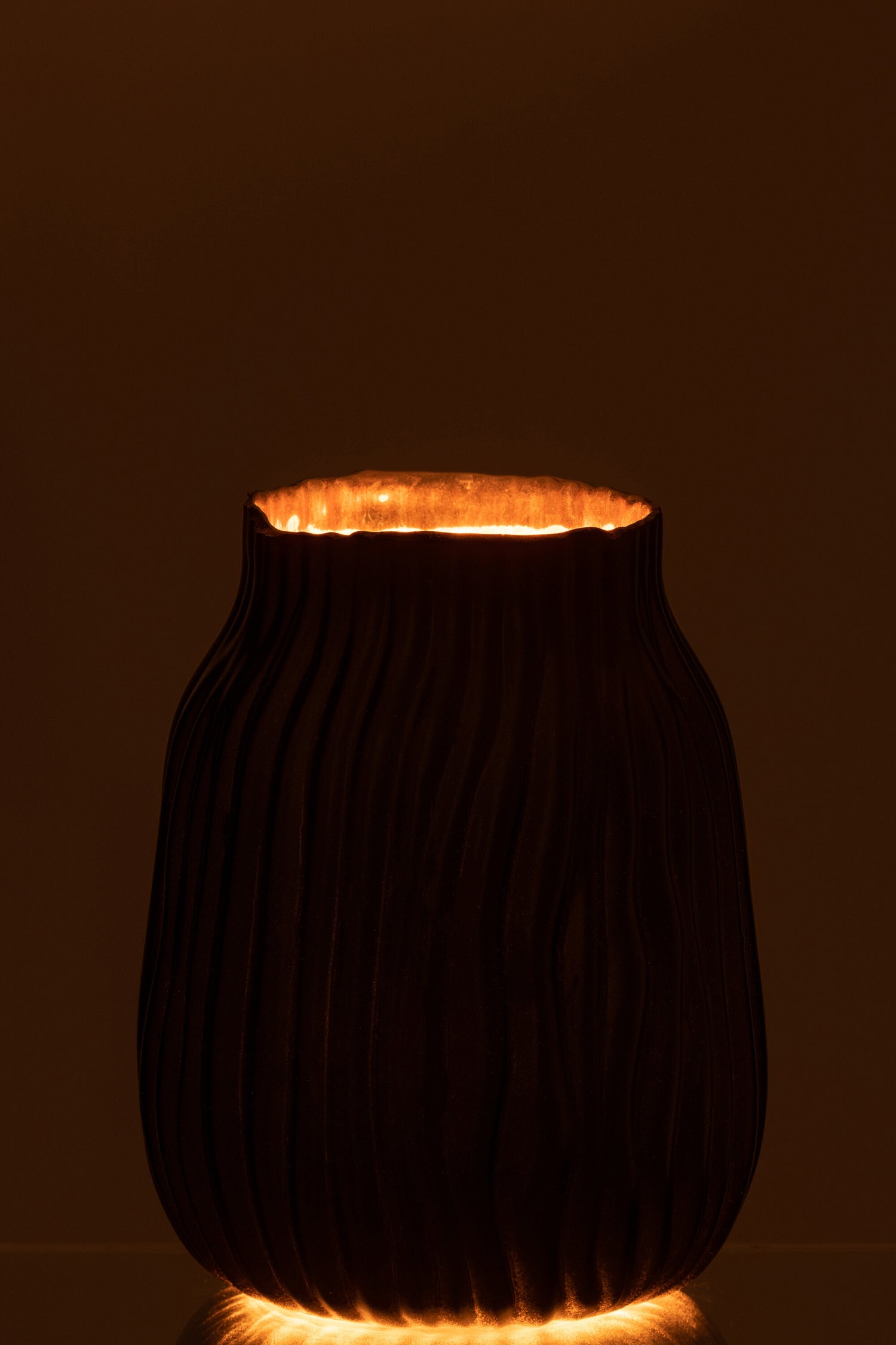 Vaas Inkepingen Glas Zwart/Goud Klein