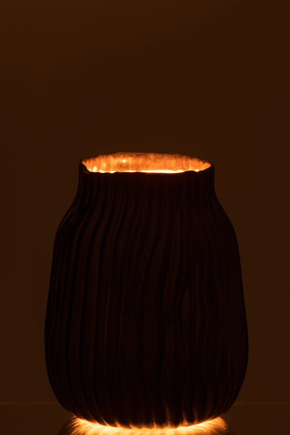 Vaas Inkepingen Glas Zwart/Goud Klein
