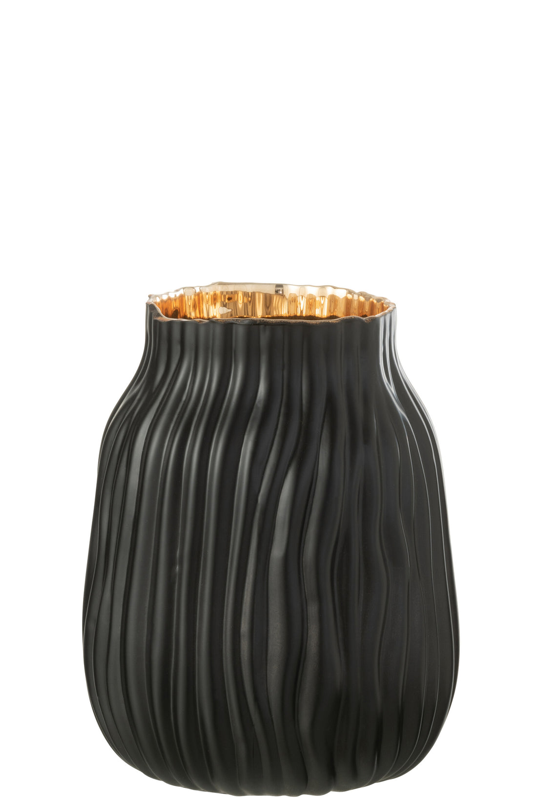 Vaas Inkepingen Glas Zwart/Goud Klein