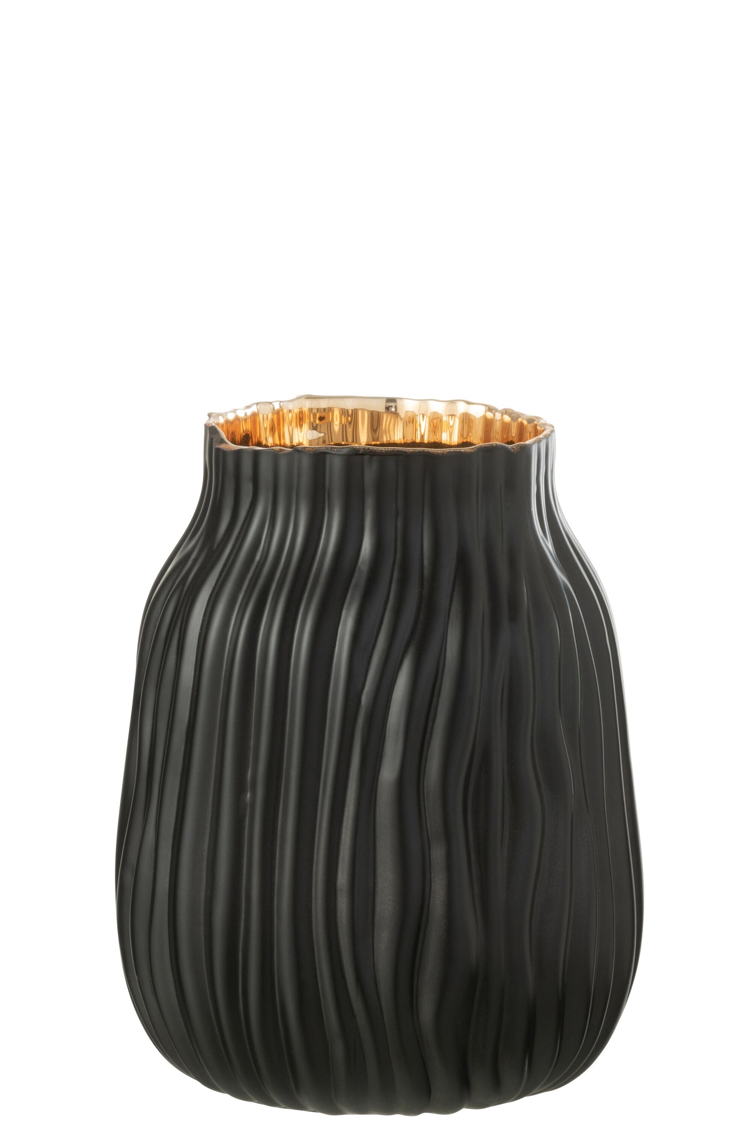 Vaas Inkepingen Glas Zwart/Goud Klein