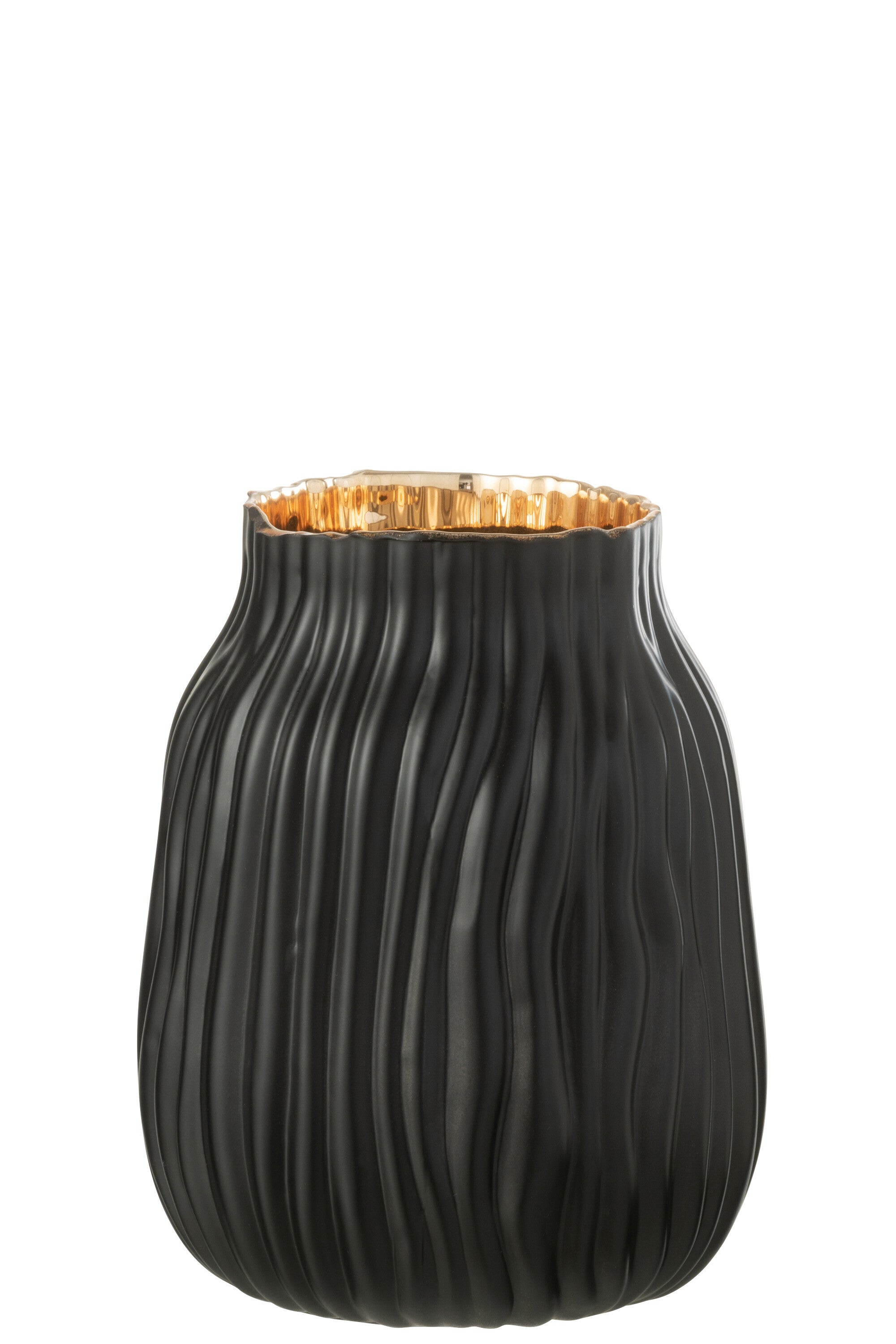 Vaas Inkepingen Glas Zwart/Goud Klein