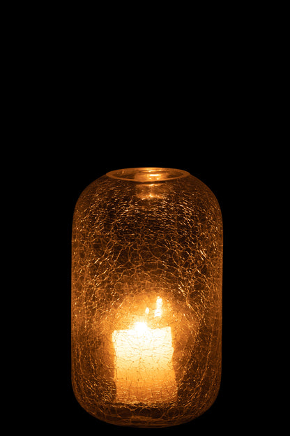 J-Line Lantaarn Craquele Glas Transparant Klein