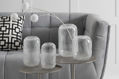 J-Line Lantaarn Craquele Glas Transparant Klein