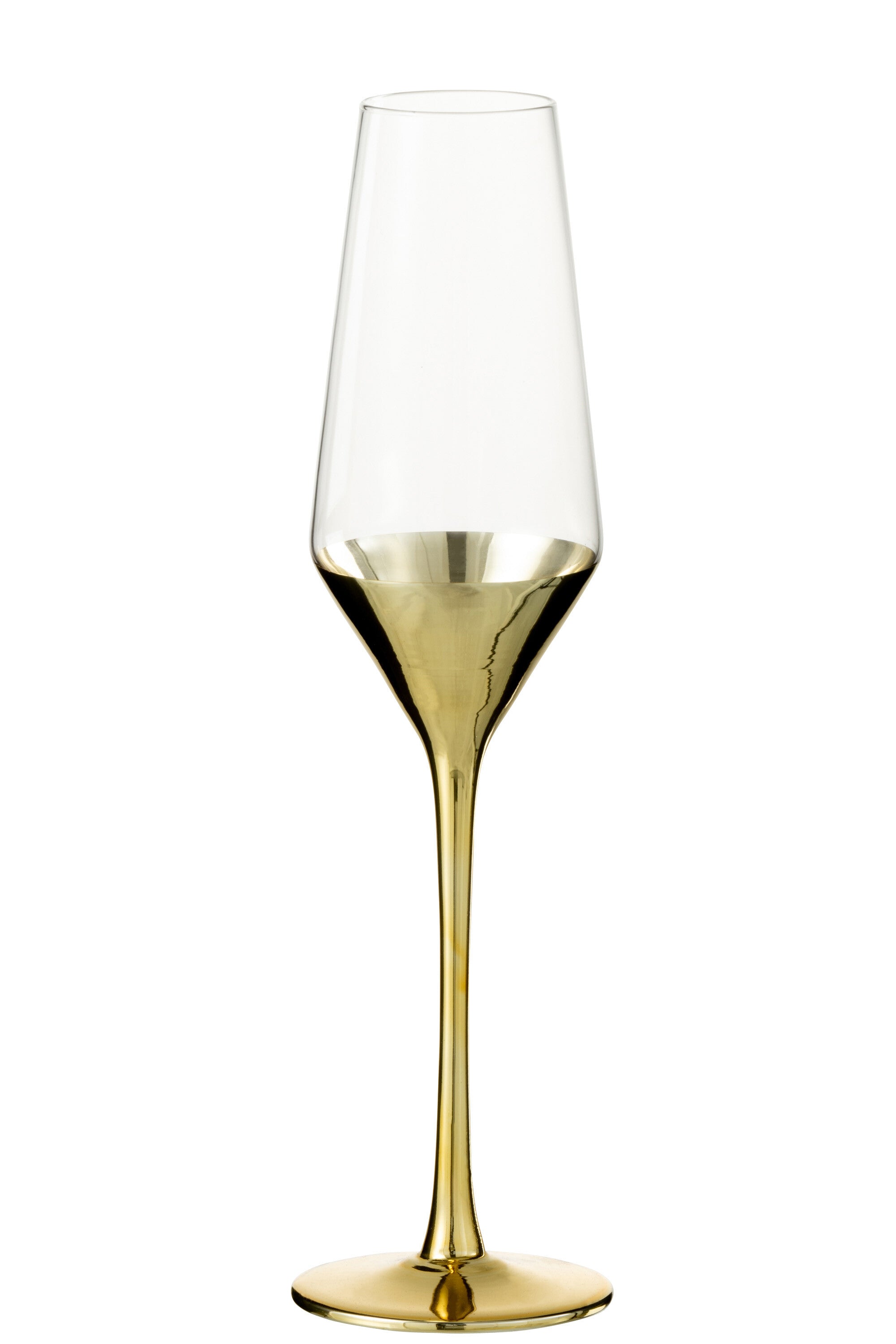 J-Line champagneglas - glas - goud/ transparant - 4x