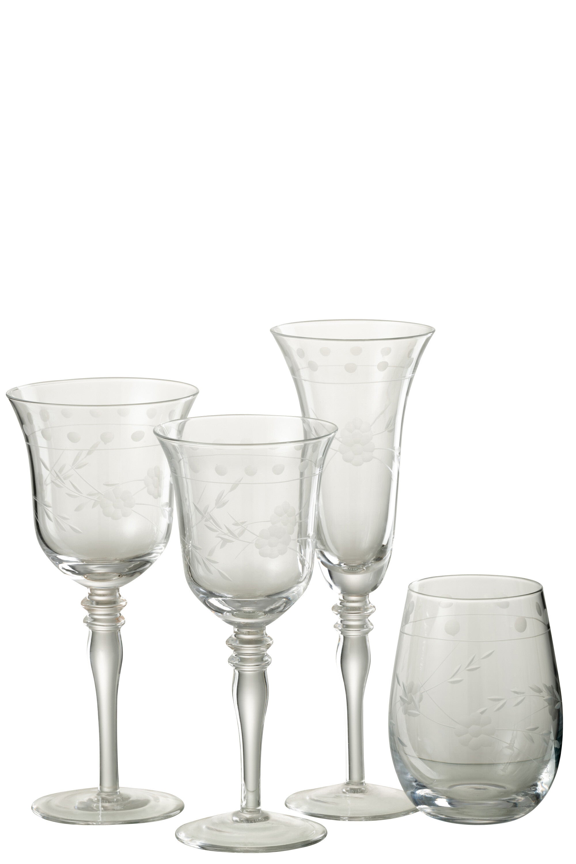 J-Line Gegraveerd champagneglas - glas - transparant - 4x