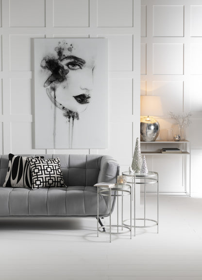 Wanddecoratie Aquarel Glas/Papier Wit/Zwart