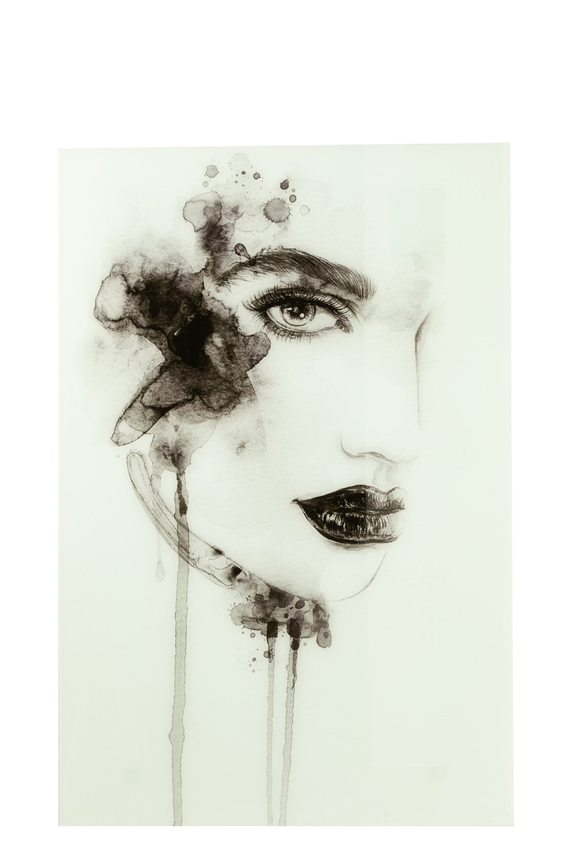 Wanddecoratie Aquarel Glas/Papier Wit/Zwart