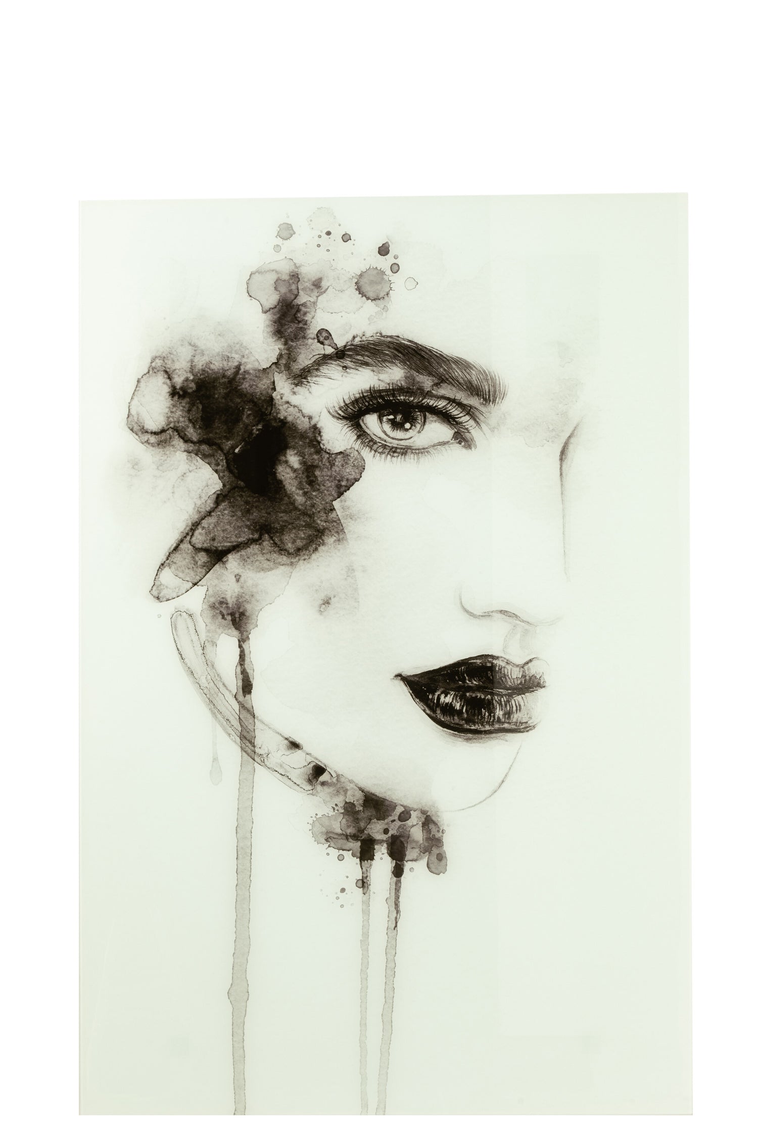 Wanddecoratie Aquarel Glas/Papier Wit/Zwart