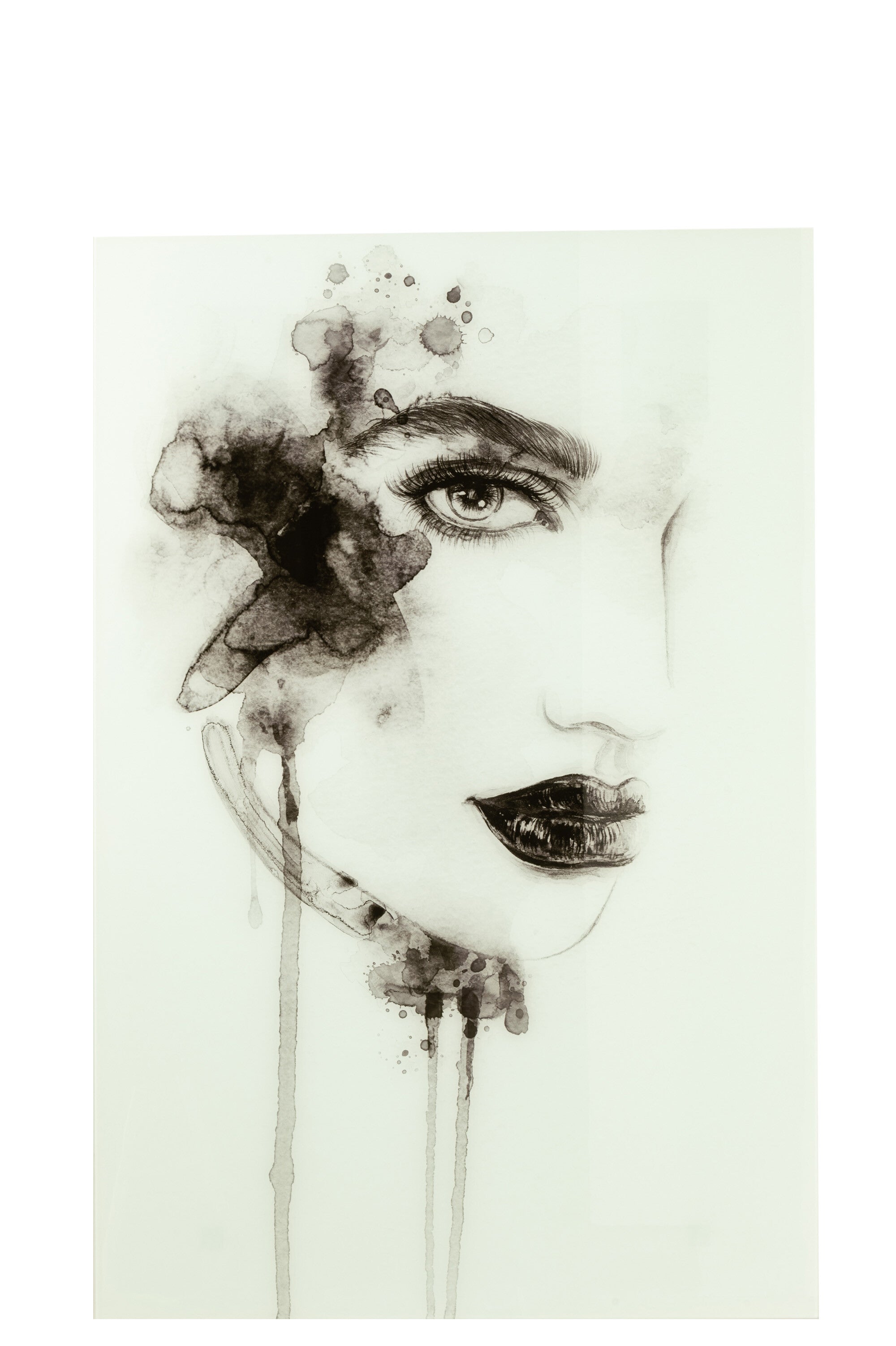 Wanddecoratie Aquarel Glas/Papier Wit/Zwart