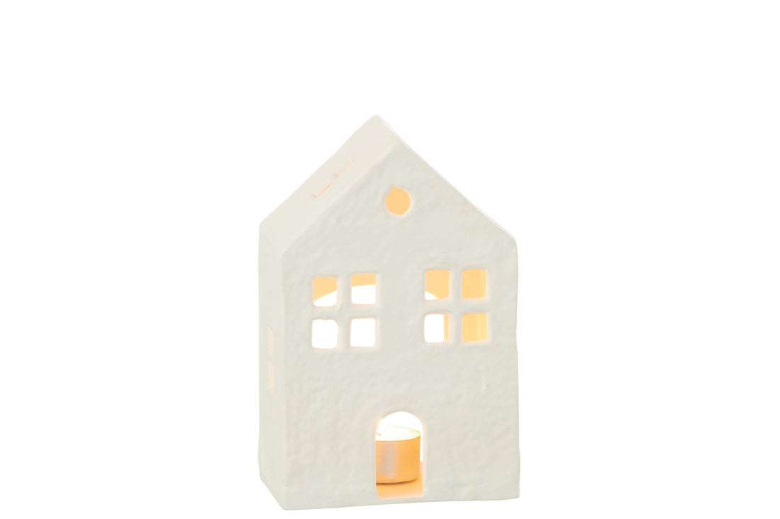 Theelichthouder Huis Aluminium Wit