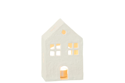 Theelichthouder Huis Aluminium Wit