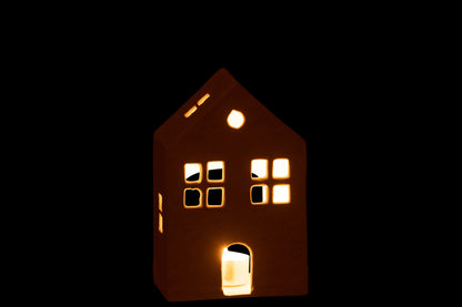 Theelichthouder Huis Aluminium Wit