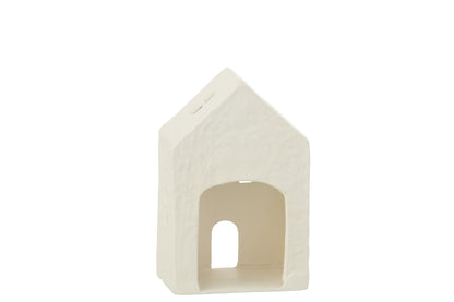 Theelichthouder Huis Aluminium Wit