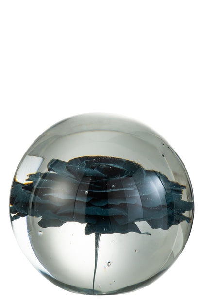 J-Line Presse Papier Bloem Glas Blauw Large