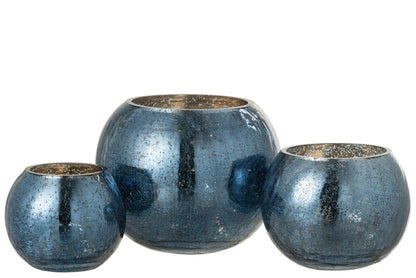 Orkaan Lichtbal Craquelure Glas Parel Effect Blauw Groot