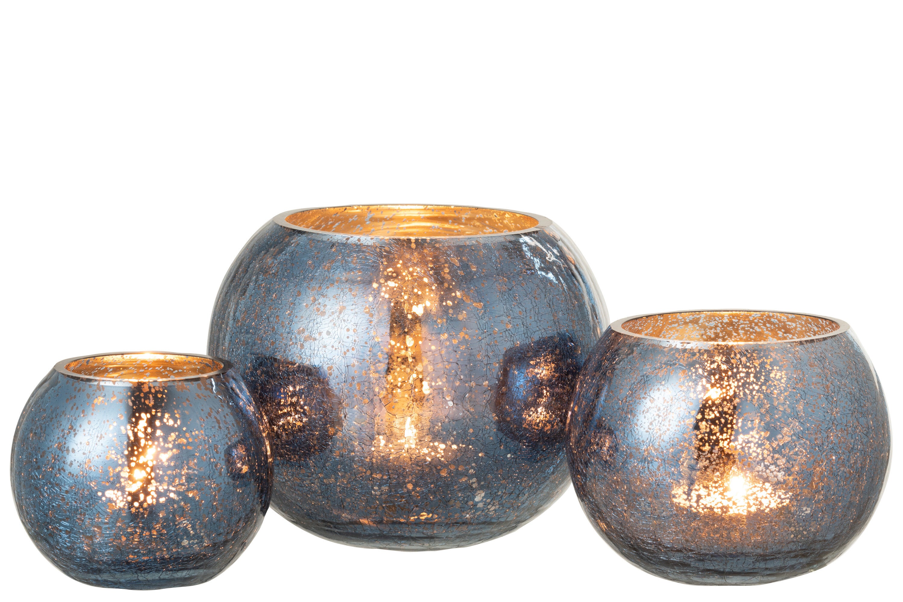 Orkaan Lichtbal Craquelure Glas Parel Effect Blauw Groot