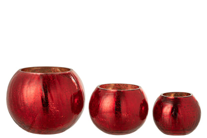Orkaan Lichtbal Craquelure Glas Parel Effect Rood Groot
