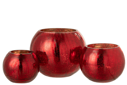 Orkaan Lichtbal Craquelure Glas Parel Effect Rood Groot