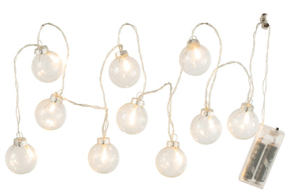 J-Line Slinger 10 Ballen+ Led Effen Glas Transparent