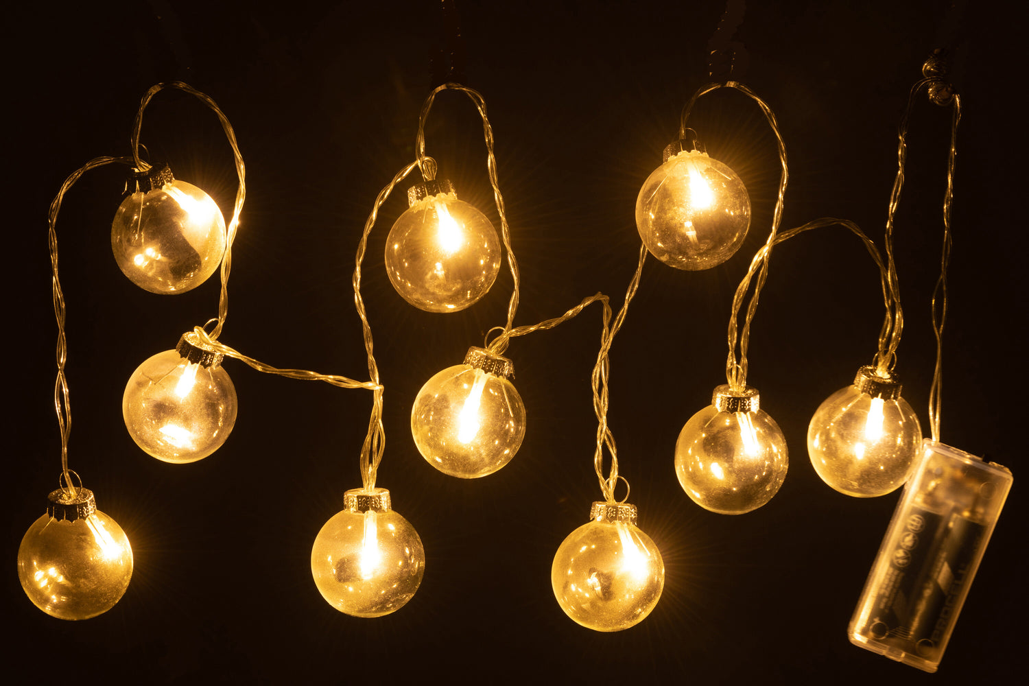 J-Line Slinger 10 Ballen+ Led Effen Glas Transparent