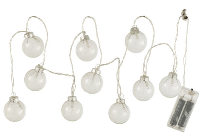 J-Line Slinger 10 Ballen+ Led Effen Glas Transparent