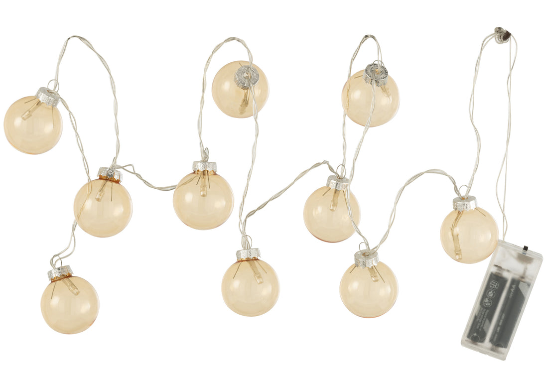 J-Line Slinger 10 Ballen+ Led Effen Glas Geel