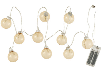 J-Line Slinger 10 Ballen+ Led Effen Glas Geel