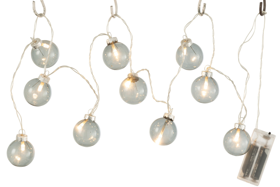 J-Line Slinger 10 Ballen+ Led Effen Glas Donker Grijs