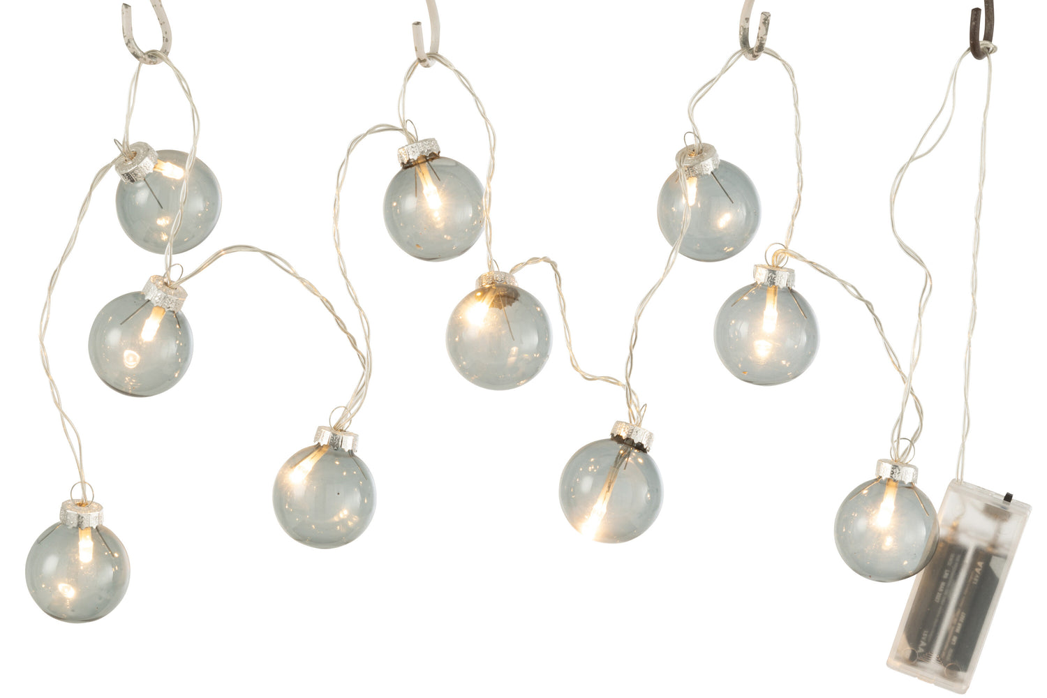 J-Line Slinger 10 Ballen+ Led Effen Glas Donker Grijs