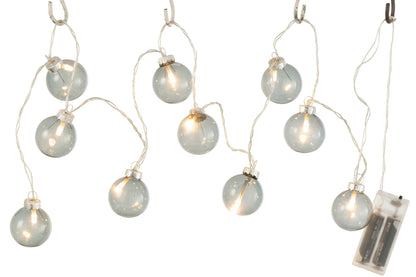 J-Line Slinger 10 Ballen+ Led Effen Glas Donker Grijs