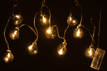 J-Line Slinger 10 Ballen+ Led Effen Glas Donker Grijs