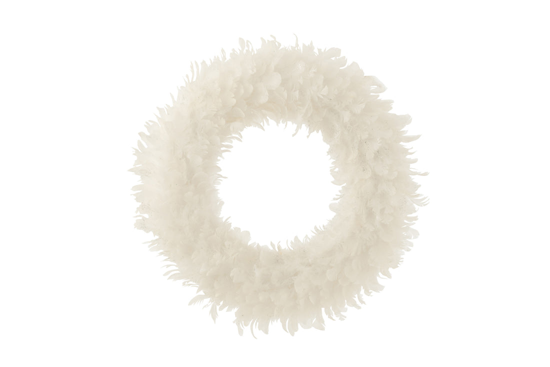 J-Line Krans Deco+ Glitters Veren Wit