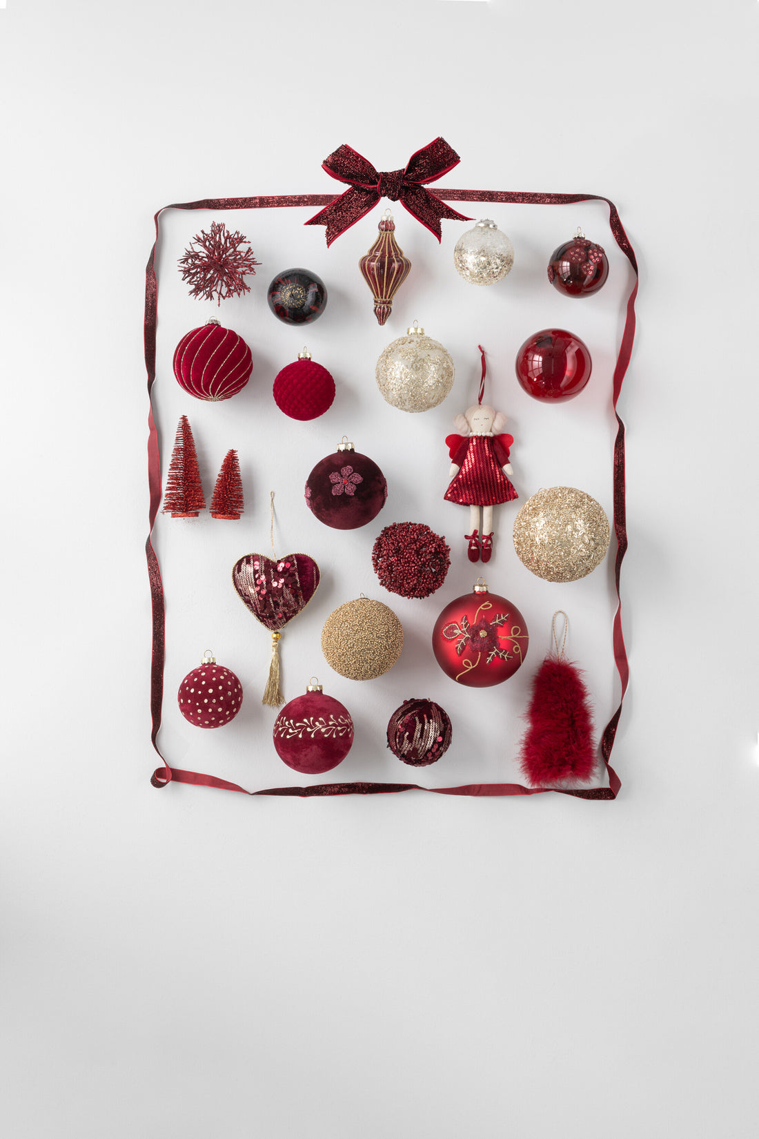 J-Line Hart Hanger Pailletten Textiel Burgundy