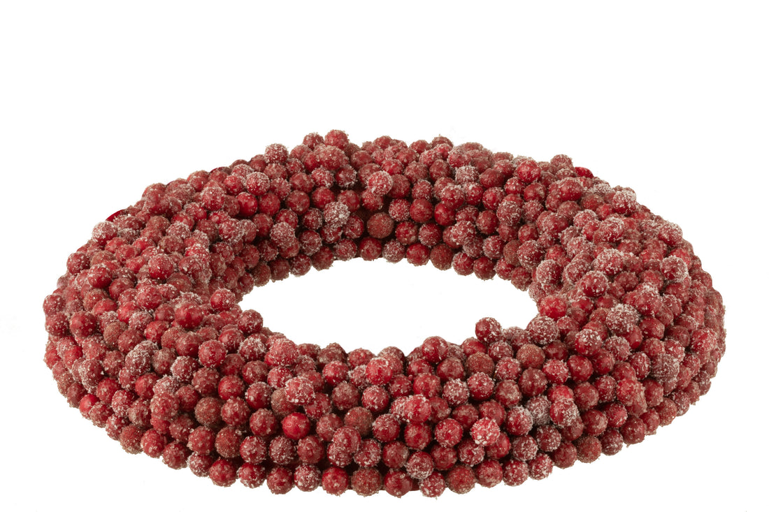 Krans Ronde Bessen Plastic Rood Groot