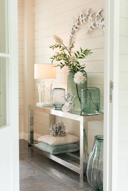 Vaas Nora Op Voet Rond Glas Lichtblauw Klein