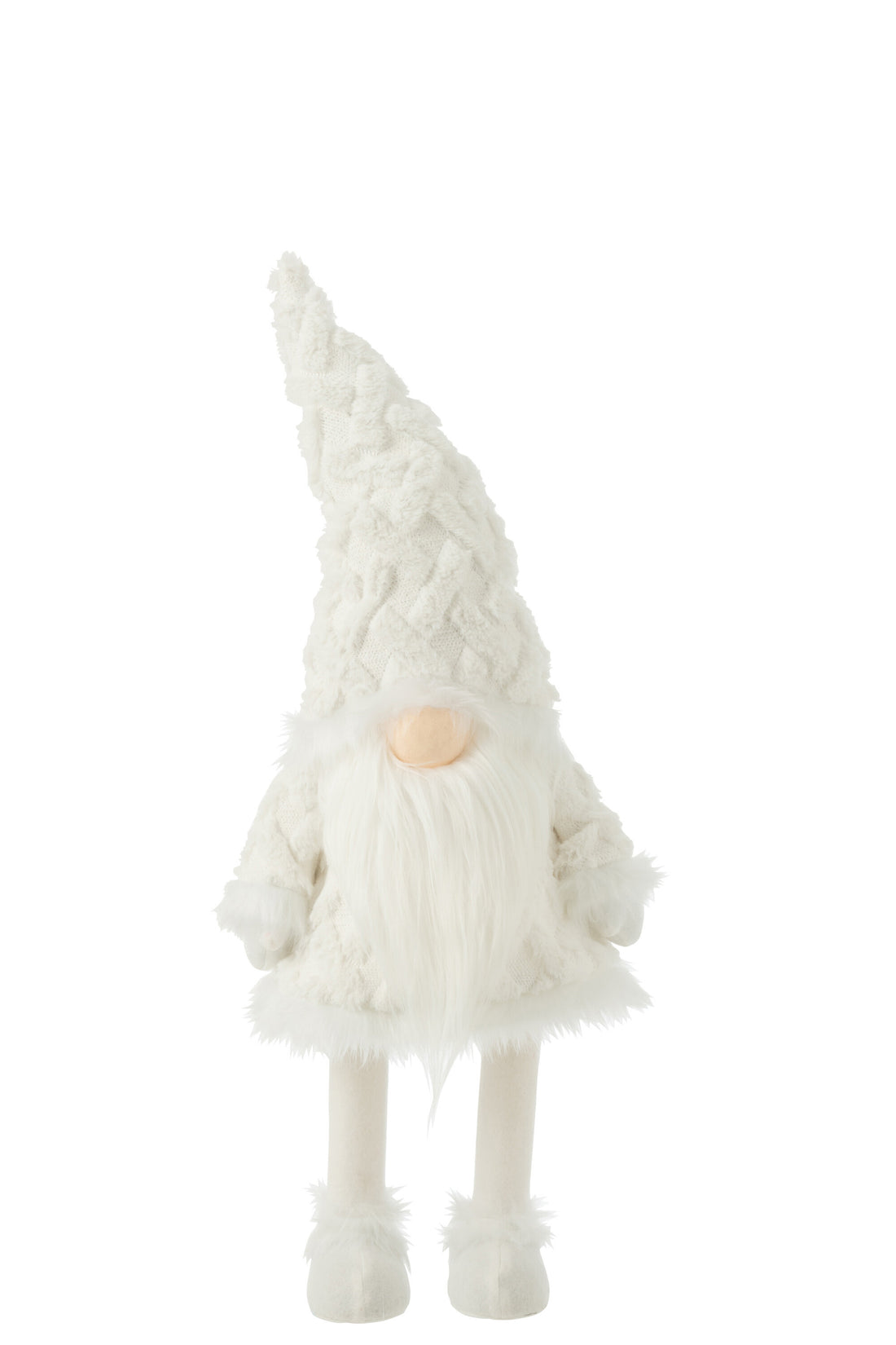 J-Line Kabouter Witte Baard Staand Wiebel Textiel Wit Large