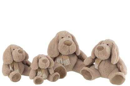 Hond+sjaal Zittend Textiel Beige Extra Groot