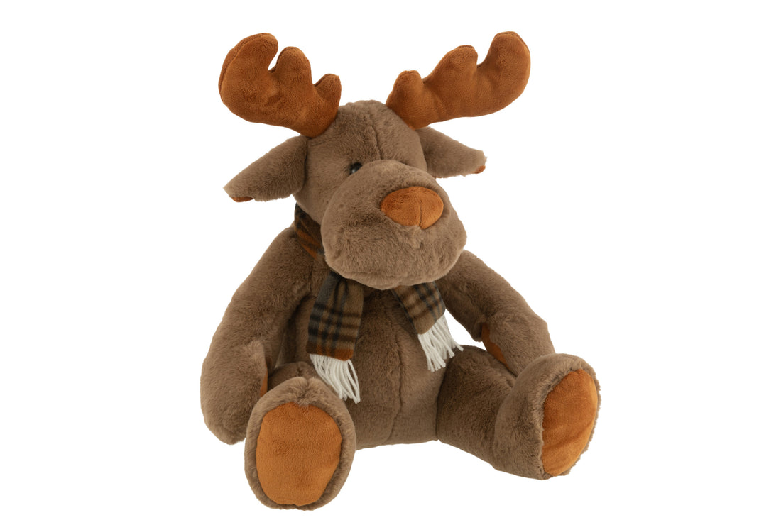 Rendier+sjaal Zittend Textiel Bruin Groot