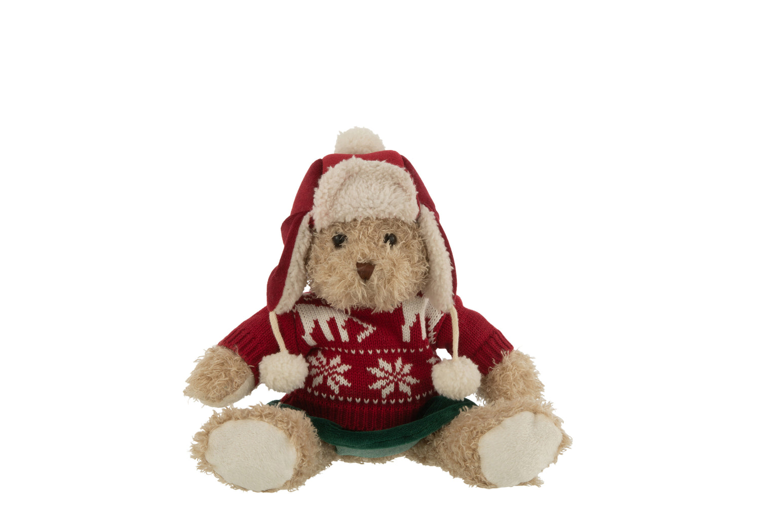 J-Line Bear Girl Christmas Sweater+Hat Textile Beige/Red Small