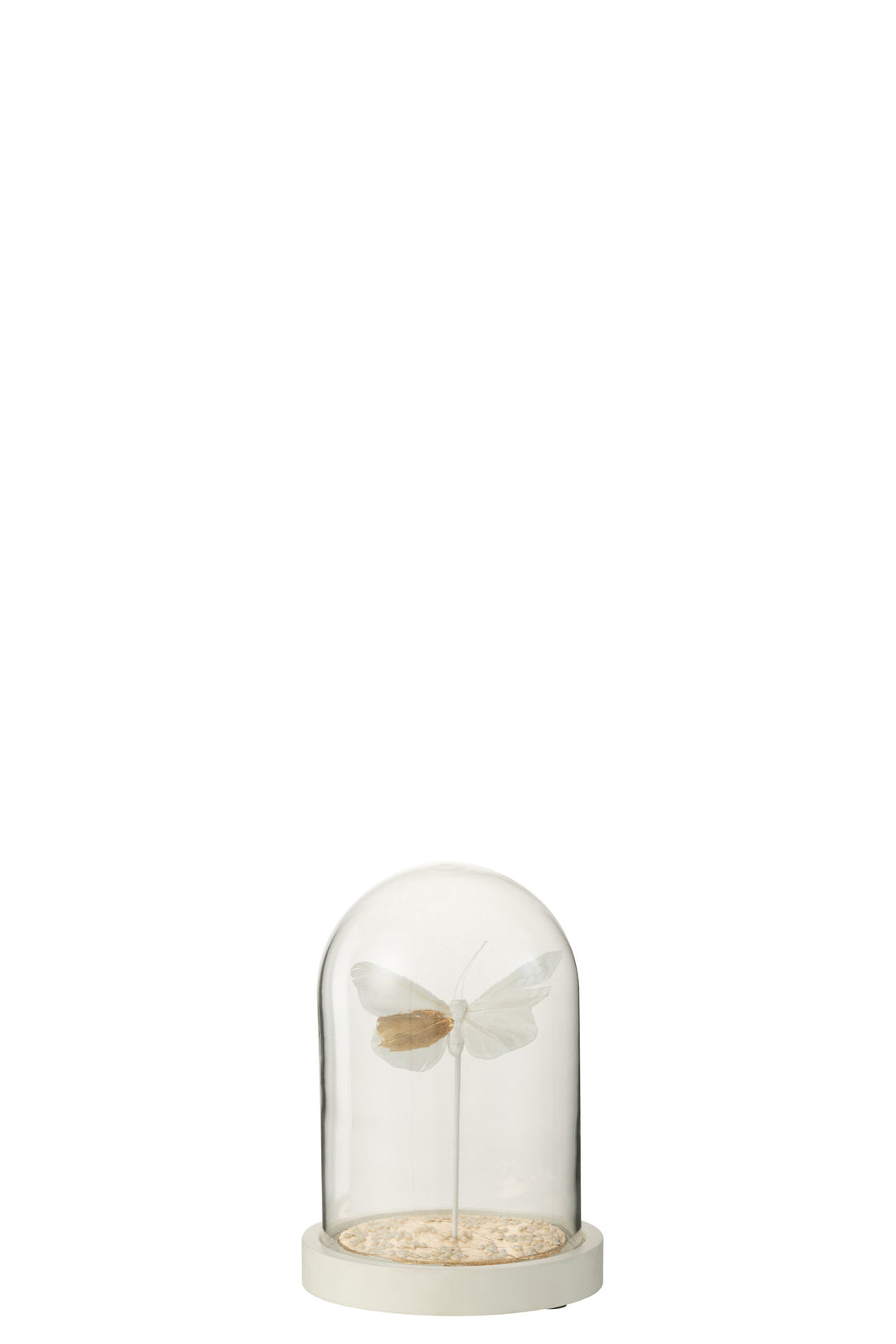 J-Line Stolp Vlinder +Puntjes Glas Wit/Goud Small