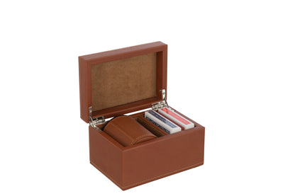 Kaartspel Box van namaakleer Cognac