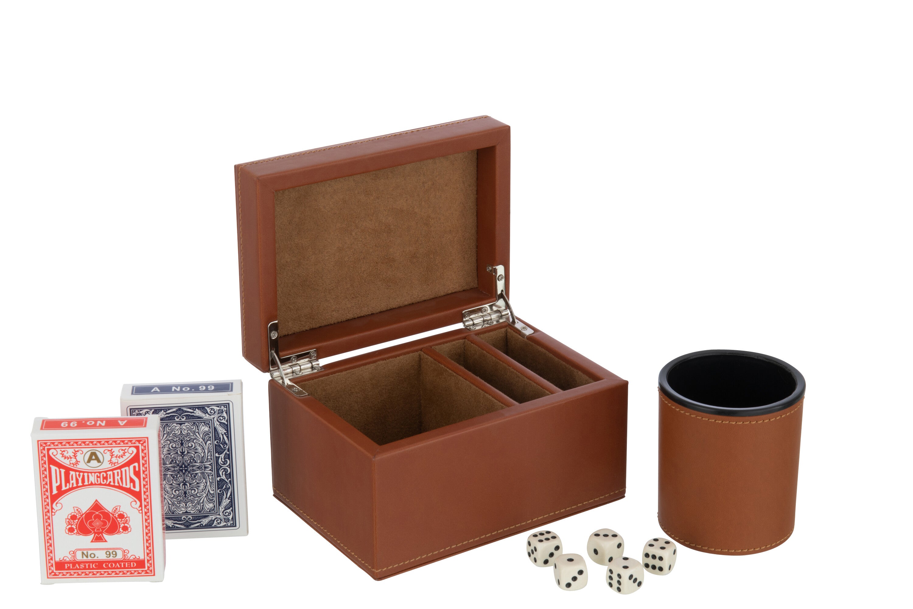 Kaartspel Box van namaakleer Cognac