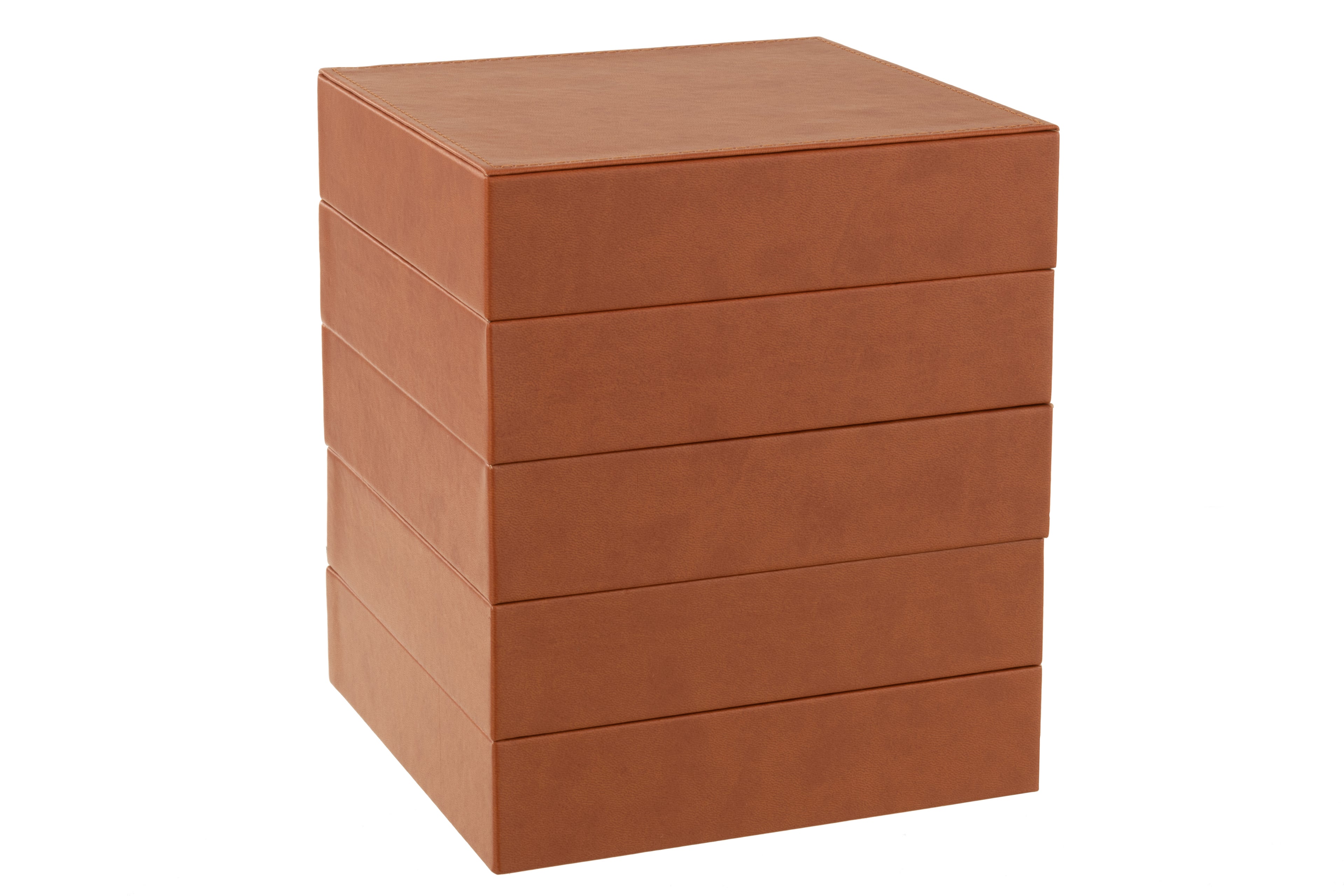 Sieradendoos 4 Delen Nep Leer Cognac