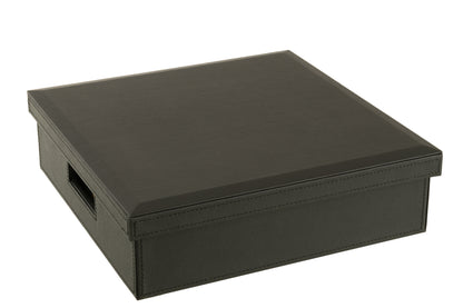 J-Line Doos Kaartspel/Schaakspel Kunstleder Zwart